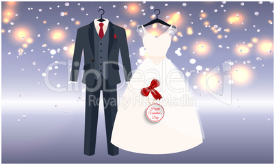 mock up illustration of couple wedding dress on abstract background