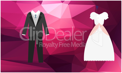 mock up illustration of couple wedding dress on abstract background