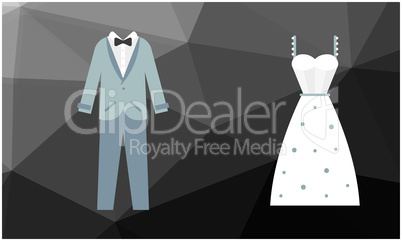 mock up illustration of couple wedding dress on abstract background