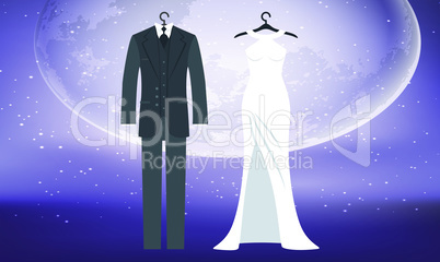 mock up illustration of couple fashion wear on abstract background