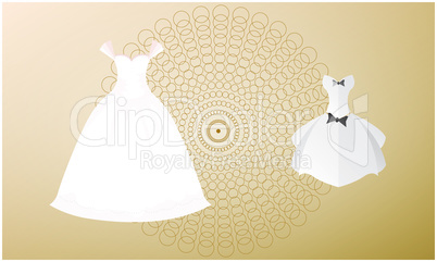 mock up illustration of wedding dress on abstract background