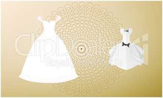 mock up illustration of wedding dress on abstract background