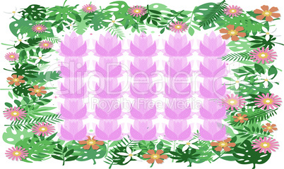 digital textile design of various flowers and leaves