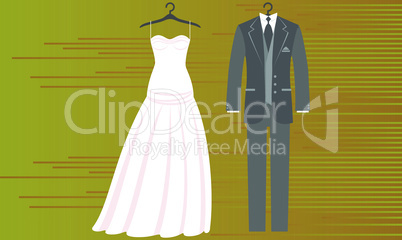 mock up illustration of a couple wedding dress on abstract background