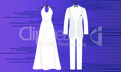 mock up illustration of couple night dress on abstract background