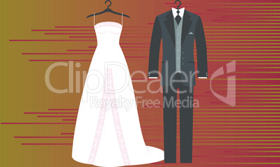 mock up illustration of couple fashion dress on abstract background