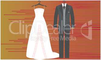 mock up illustration of couple fashion dress on abstract background