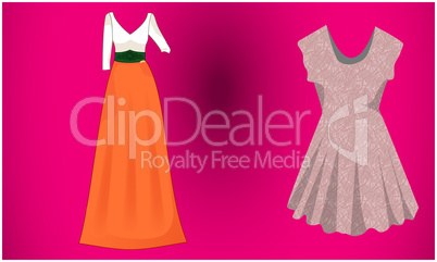 mock up illustration of fashion dress on abstract background