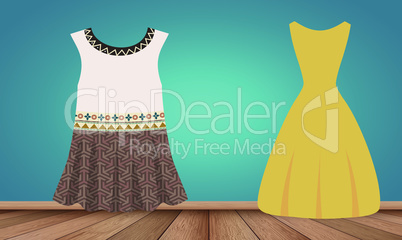 mock up illustration of female casual dress on abstract background