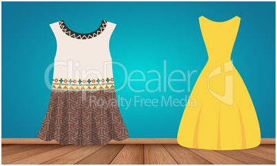 mock up illustration of female casual dress on abstract background