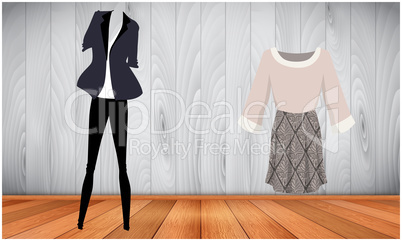 mock up illustration of female sexy dress on abstract background