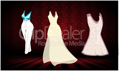 mock up illustration of sexy dress on abstract background