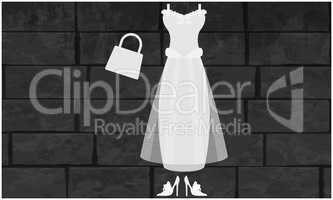 mock up illustration of wedding dress on abstract background