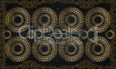 digital textile design of gold ornament art