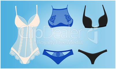 mock up illustration of female lingerie set on abstract background