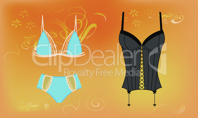 mock up illustration of sexy dress on abstract background