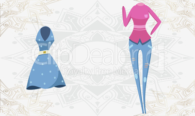mock up illustration of fashion dress on abstract background