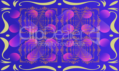 digital textile design of art with border