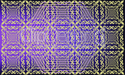 digital textile design of gold ornament art