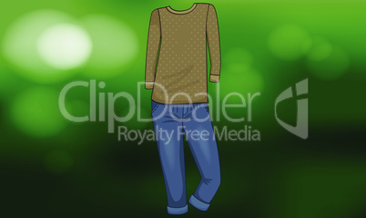 mock up illustration of casual dress on abstract background