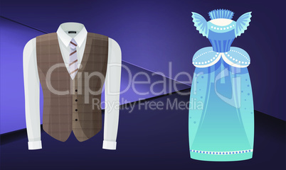 mock up illustration of couple dress on abstract background