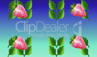 digital textile design of strawberry and leaves
