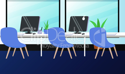 mock up illustration of empty workspace in office