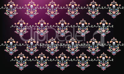 digital textile design of flowers and leaves art