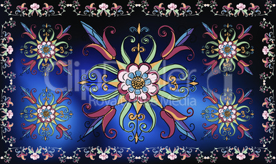 digital textile design of various flowers and leaves art