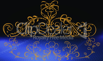digital textile design of gold art