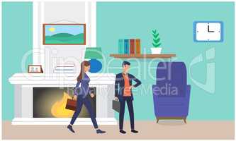 couple is ready to go office at home