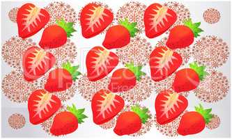 digital textile design of strawberry fruit on Christmas elements background