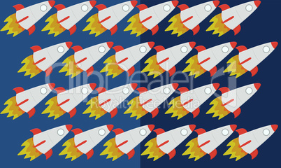 digital textile design of space ship on abstract background