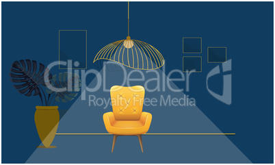 mock up illustration of luxury yellow couch in a living room