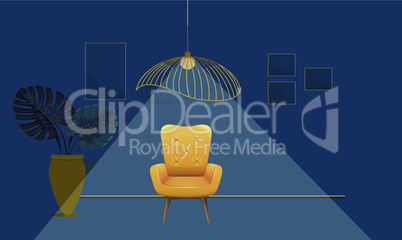 mock up illustration of luxury yellow couch in a living room