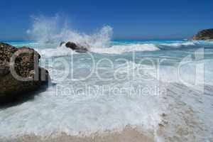 Big waves in shallow water of Kathisma beach