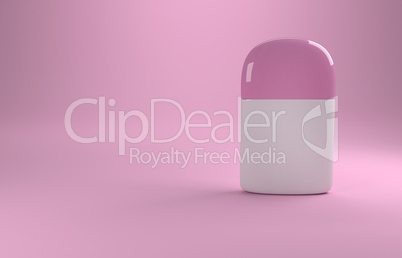Plastic packaging of a hygiene product on a pink background with