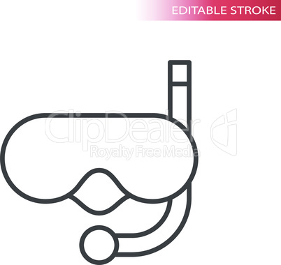 Goggles and snorkel thin line vector icon