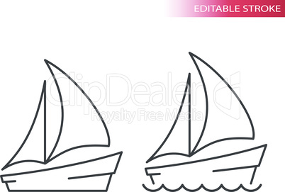 Boat or yacht thin line vector icon