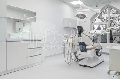 Interior of dental surgery room with special equipment