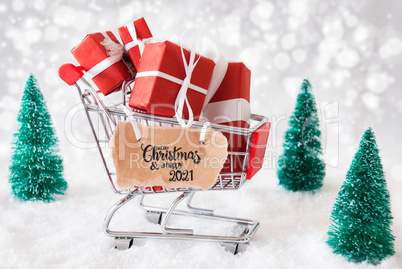 Shopping Cart, Christmas Gift, Snow, Merry Christmas And A Happy 2021