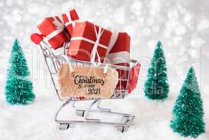 Shopping Cart, Christmas Gift, Snow, Merry Christmas And A Happy 2021