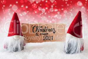 Santa Claus, Red Hat, Merry Christmas And A Happy 2021, Red Background