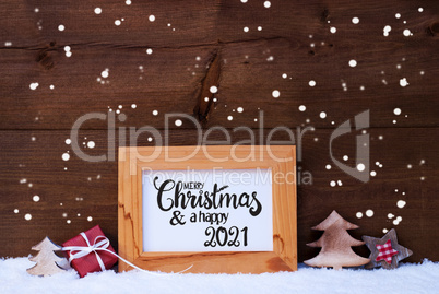 Frame, Gift, Tree, Snowflakes, Merry Christmas And A Happy 2021