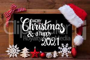 Chalkboard, Christmas Decoration, Red Ball, Merry Christmas And A Happy 2021
