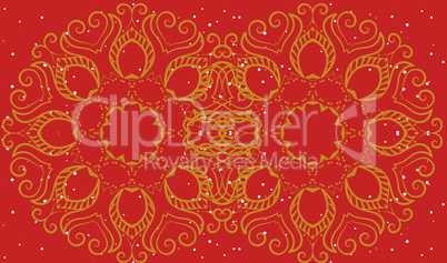 gold design art on abstract red background