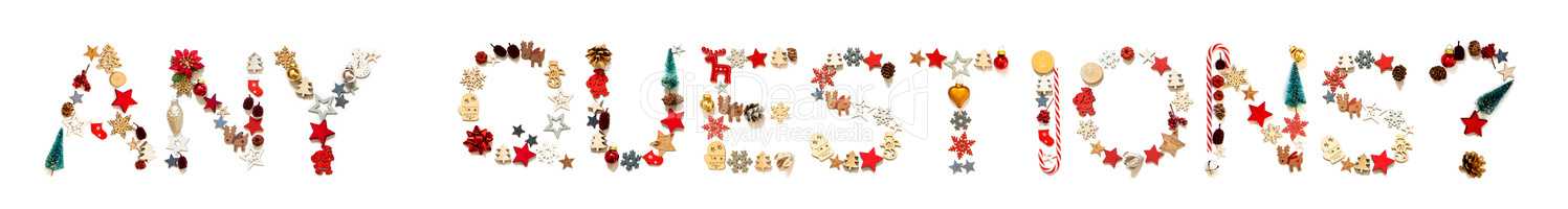 Colorful Christmas Decoration Letter Building Word Any Questions