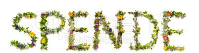 Flower And Blossom Letter Building Word Spende Means Donate