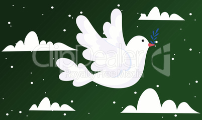 bird and cloud flat design on green background