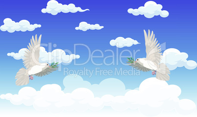 dove bird is flying in the sky on peace day